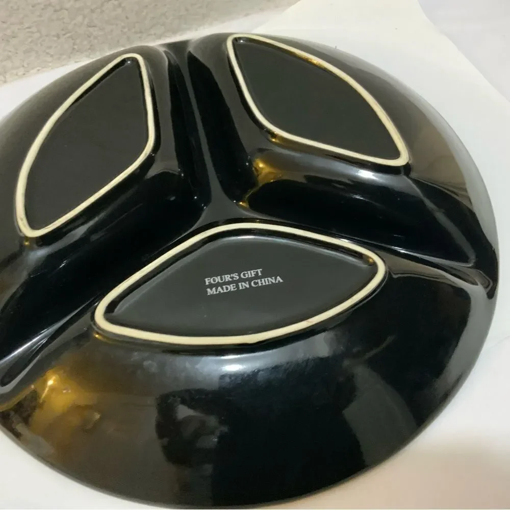 Vintage Target Black Ceramic Divided Halloween Serving Platter
